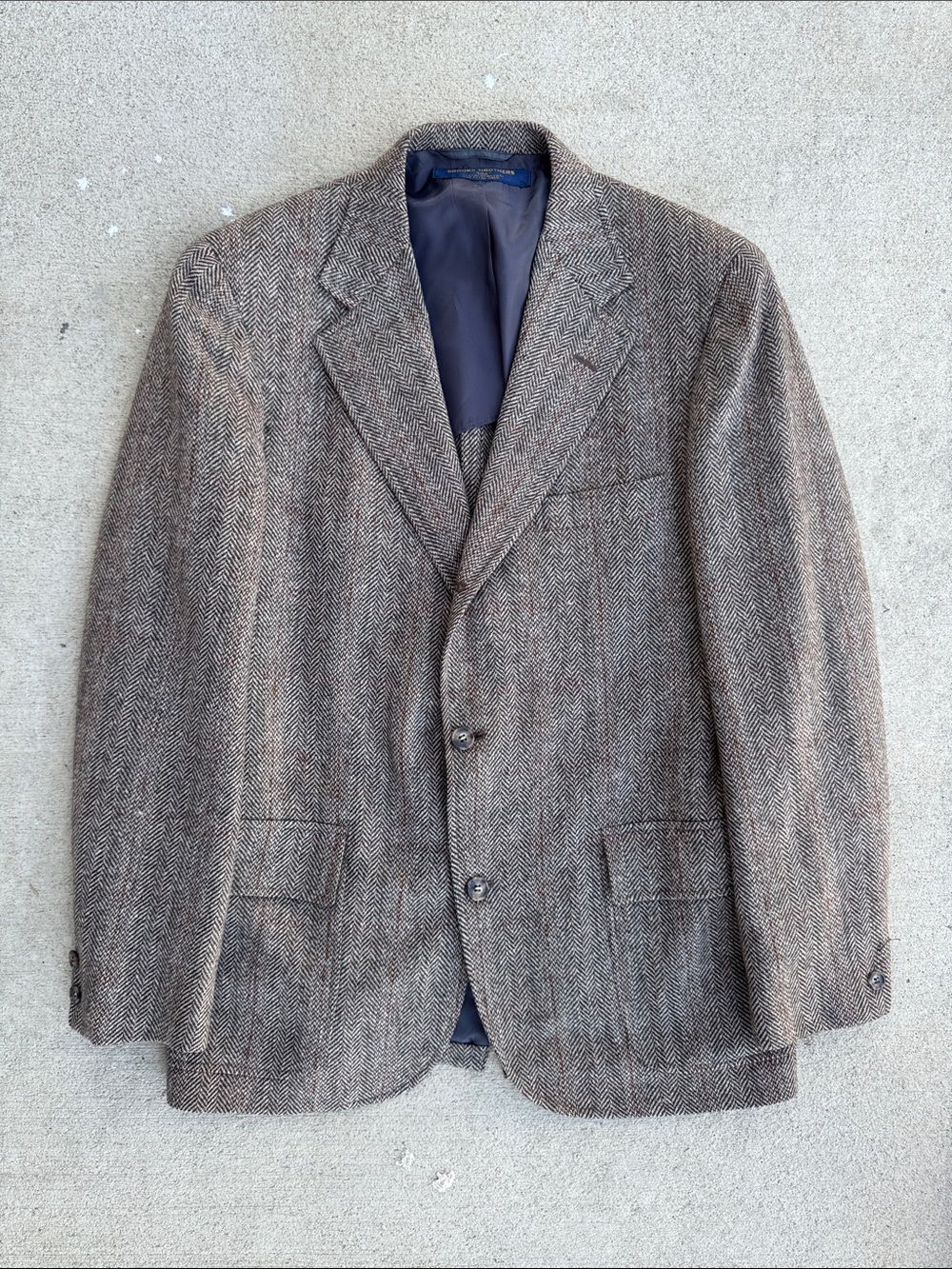 Vintage Brooks Brothers “346” Featherweed Brown Herringbone Wool Sport Coat 40R
